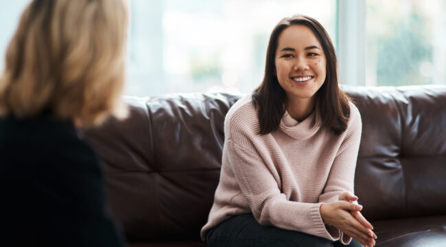 A problem shared is a problem halved Shot of a young woman having a therapeutic session with a psychologist